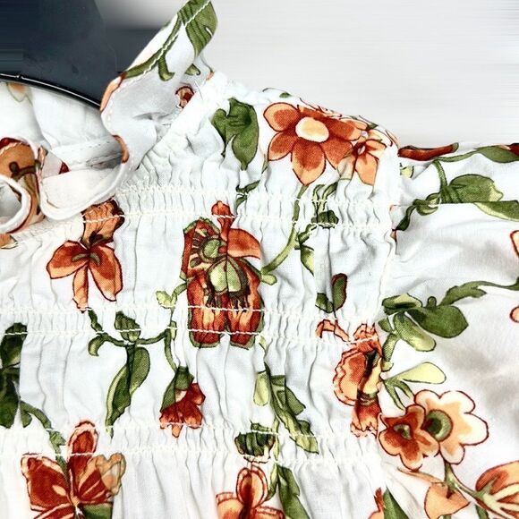 JANIE and JACK Floral Smocked Bubble Sleeve Top Blouse Cotton Floral Print 8 - Picture 4 of 10